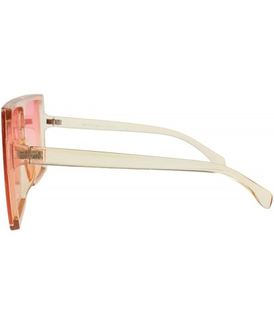 Oversized Alva - Square Oversized Sunglasses Flat Top - Orange - C7196WH0L64 $23.92