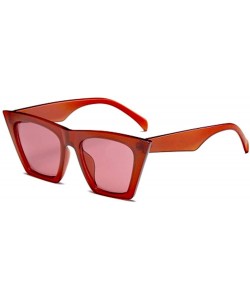 Square Square Cateye Sunglasses for Women Fashion Small Trendy Style Sun Glasses - Red Frame Red Lens /C4 - CV196X5NYIH $13.77