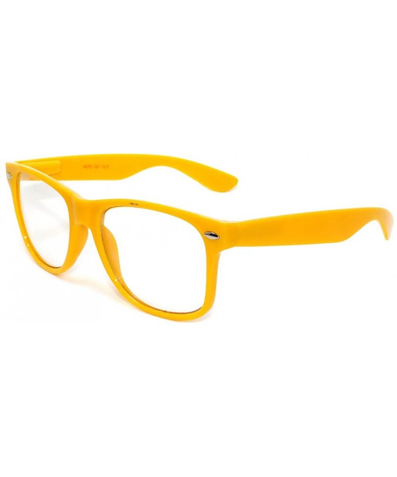 Oversized Classic Vintage 80's Style Sunglasses Colored plastic Frame for Mens or Womens - 1 Clear Lens Yellow Solid - CD11N8...
