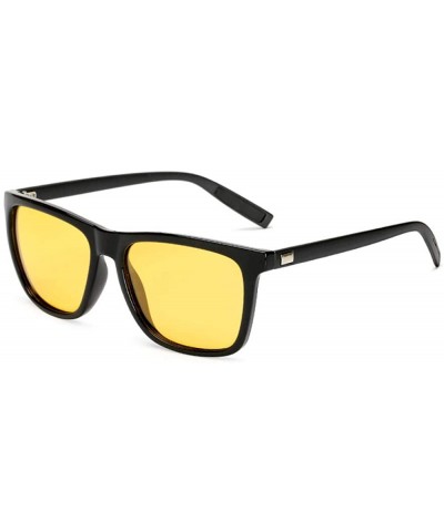 Square Polarized Men Women Night vision Sunglasses Drive Yellow Lens Vintage Square Male Female Sun Glasses for men - CQ190HX...