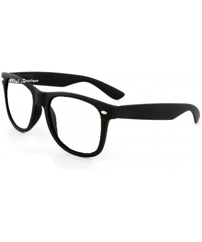 Wayfarer Fashion Glasses for Men Women Retro Pop Color Frame Clear Lens - Flat Black - C811FNJFRIF $6.94
