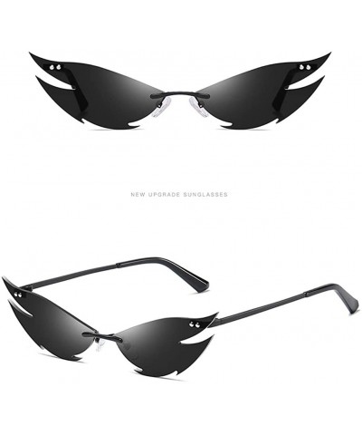 Cat Eye Fashion Irregular Man Women Cat Eye Sunglasses Glasses Shades Vintage Retro - Black - CS190G63I26 $12.35