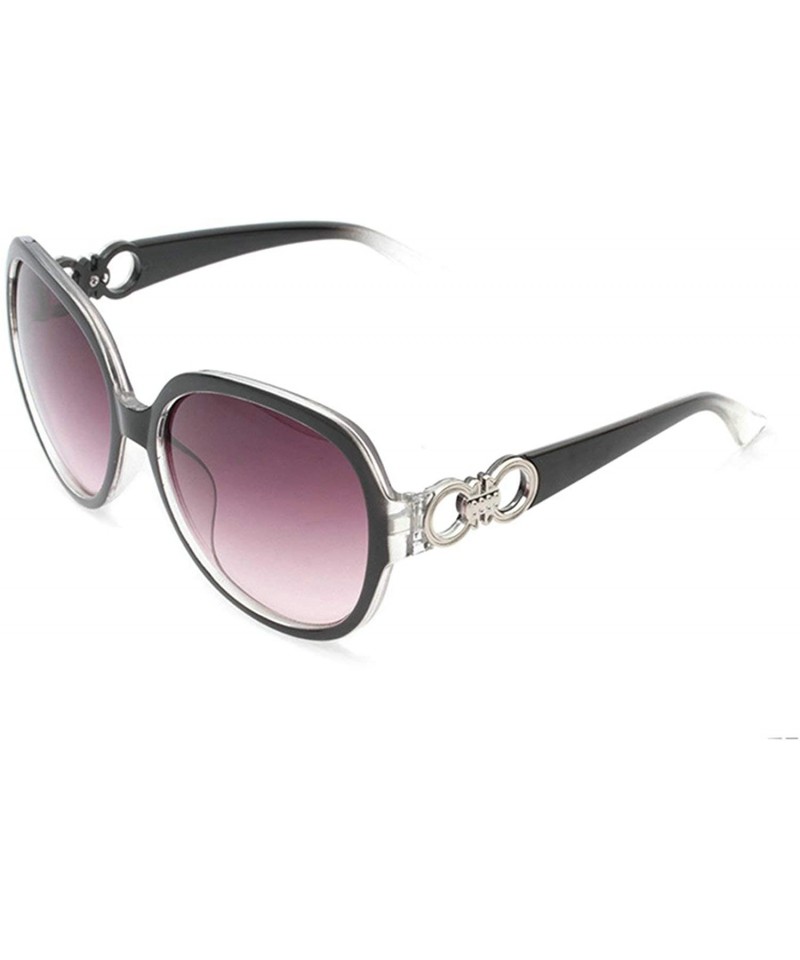 Sport Vintage style Round Sunglasses for Women PC Resin UV 400 Protection Sunglasses - Transparent Black - CW18T2TTEEZ $17.24