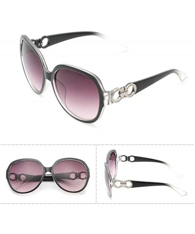 Sport Vintage style Round Sunglasses for Women PC Resin UV 400 Protection Sunglasses - Transparent Black - CW18T2TTEEZ $17.24