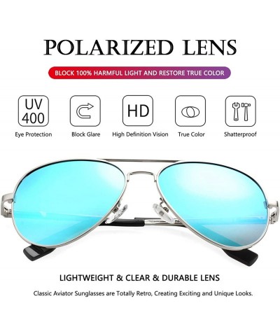 Aviator Polarized Aviator Sunglasses for Men Women Vintage Round Metal Sun Glasses 100% UV400 Protection - CJ18SGTNZAX $17.73