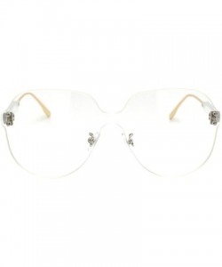 Oversized Womens Rimless Sunglasses Oversized Thick Lens Futuristic Shades UV 400 - Clear - CN194G8GM3I $11.16