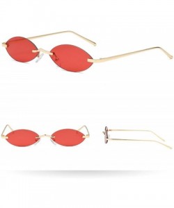 Semi-rimless Women Narrow Cat Eye Sun Glasses Designer Vintage Small Rimless Sunglasses UV400 Sunglass Shades Men Goggles - 6...