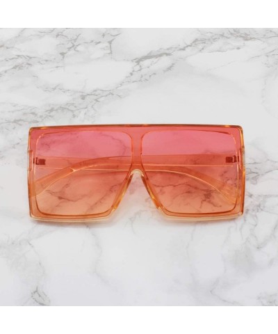 Oversized Alva - Square Oversized Sunglasses Flat Top - Orange - C7196WH0L64 $23.92