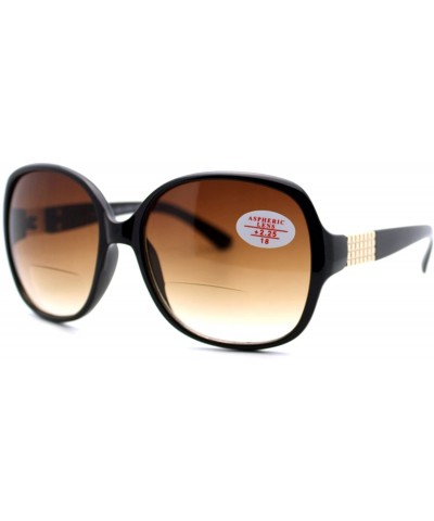 Square Womens Fashion Bifocal Lens Sunglasses Square Frame Aspheric Lens - Black (Brown) - CS120IJPFYF $8.47
