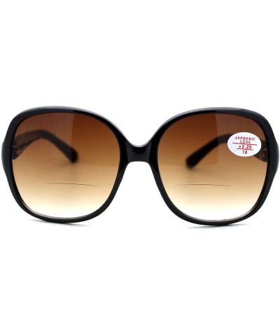 Square Womens Fashion Bifocal Lens Sunglasses Square Frame Aspheric Lens - Black (Brown) - CS120IJPFYF $8.47