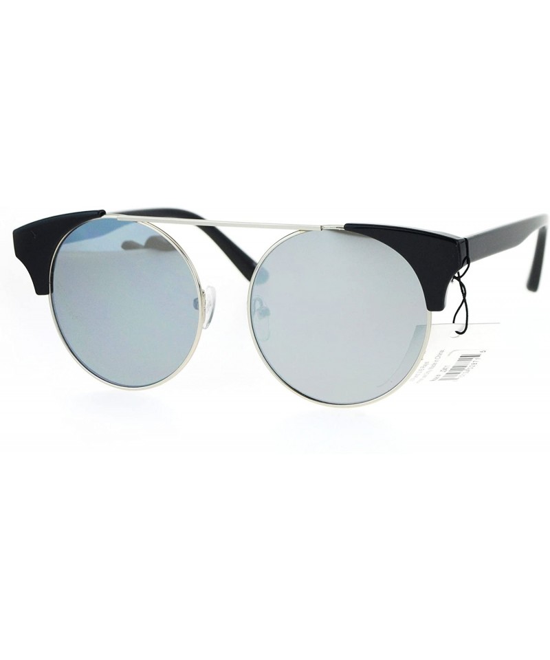 Round Womens Hippie Round Circle Lens Cat Eye Fashion Retro Sunglasses - Black Mirror - CZ12O34VXIG $11.04