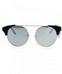 Round Womens Hippie Round Circle Lens Cat Eye Fashion Retro Sunglasses - Black Mirror - CZ12O34VXIG $11.04