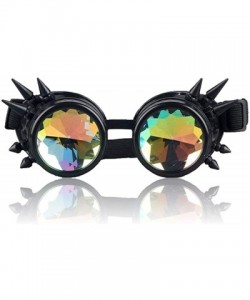 Goggle EDM Rave Festival Rainbow Kaleidoscope Diffraction Glasses & Goggles - Spikey Black/Holographic - CT1949D6LH2 $9.16