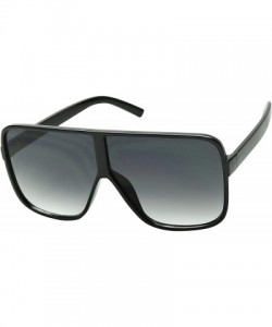 Square Oversized Flat Top Half Round Sunglasses Flat Lens Shield Women's Fashion Shades - Black/Gradient - CI18ARUAZGC $15.16