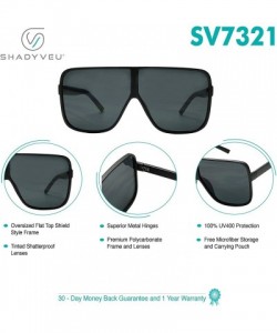 Square Oversized Flat Top Half Round Sunglasses Flat Lens Shield Women's Fashion Shades - Black/Gradient - CI18ARUAZGC $15.16