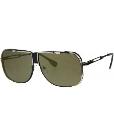 Square Fashion Sunglasses Retro Modern Square Metal Frame Mirror Lens UV 400 - Black (Gold Mirror) - C518685KS39 $23.82