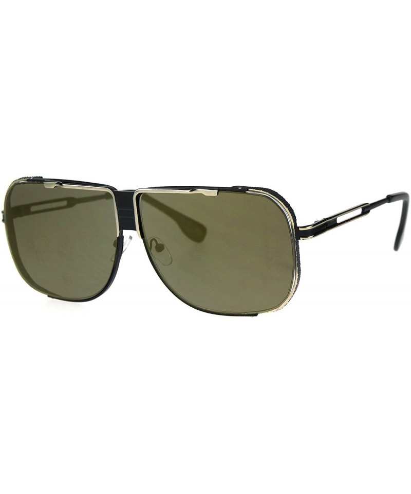 Square Fashion Sunglasses Retro Modern Square Metal Frame Mirror Lens UV 400 - Black (Gold Mirror) - C518685KS39 $11.91
