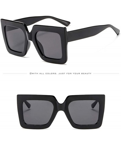 Square Oversized Square Sunglasses for Women Retro Chic Metal Frame UV400 (Style F) - CP196H2A0IE $8.54