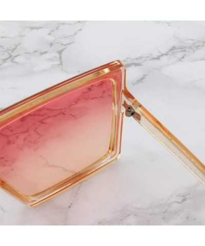 Oversized Alva - Square Oversized Sunglasses Flat Top - Orange - C7196WH0L64 $23.92
