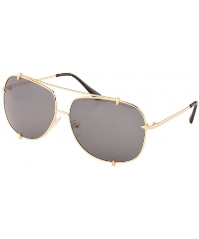 Oversized Men Aviator Driving Sunglasses Oversized Shades Retro Women Sun Glasses - Gold Frame Black - CQ1857G64MQ $11.70