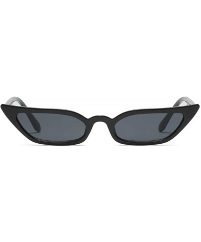 Square Vintage Retro Cateye Sunglasses for Women Narrow Skinny Small Cat Eye Glasses - Black - C3189WIKMUL $10.46