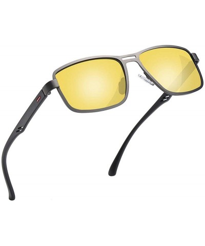 Goggle 2020 Fashion Sunglasses Men Polarized Square Metal Frame Male Sun Glasses Driving Fishing Eyewear - C7gun Yellow - CO1...