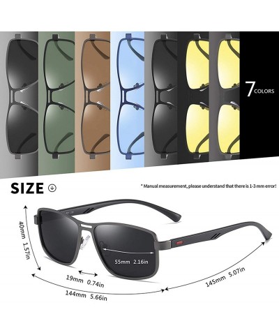 Goggle 2020 Fashion Sunglasses Men Polarized Square Metal Frame Male Sun Glasses Driving Fishing Eyewear - C7gun Yellow - CO1...