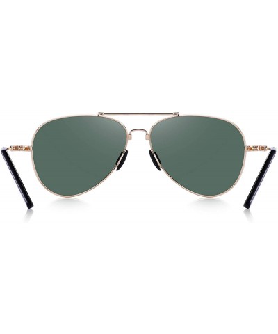 Oversized Men's Polarized Sunglasses for Men Women - Elastic Legs UV 400 Lens Protection - Gold&g15 - C418RT99QD7 $23.17