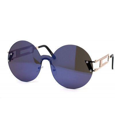 Shield Color Mirror Round Shield Retro Circle Lens Hippie Sunglasses - Blue - CJ185R6WGSW $9.46