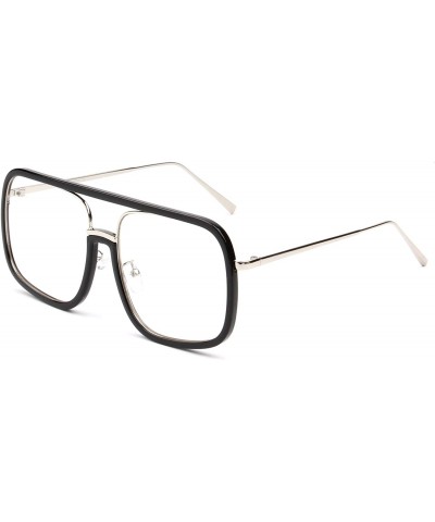 Square Oversize Square Fashion Sunglasses - Black - CV18WR9SH5N $24.32