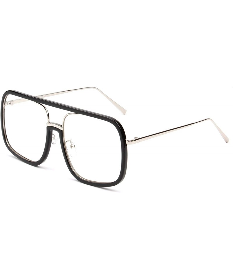 Square Oversize Square Fashion Sunglasses - Black - CV18WR9SH5N $24.32