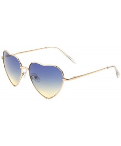 Butterfly Oceanic Color Heart Shaped Metal Sunglasses - Blue Yellow - CN1903S9S8A $12.85