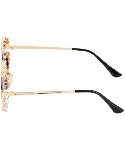 Oversized Fashion Round Pearl Decor Sunglasses UV Protection Metal Frame - Gray Lens-e - CL18UEKYW3G $13.92