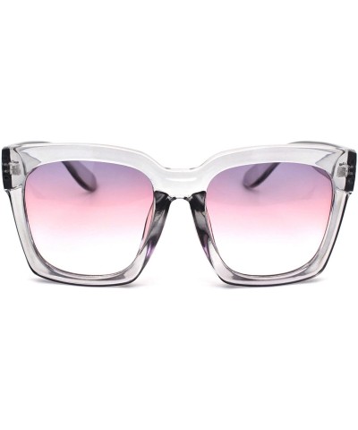 Rectangular Womens XL Oversize Horned Rim Thick Plastic Retro Sunglasses - Clear Purple Pink - CE190R9GUON $30.01