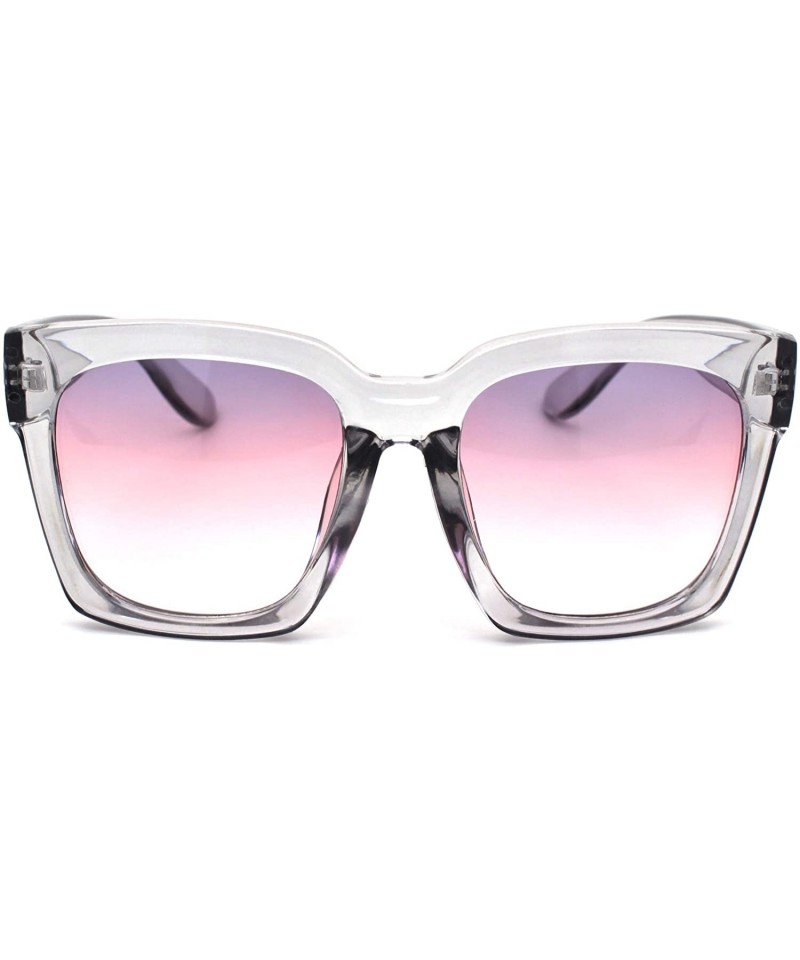 Rectangular Womens XL Oversize Horned Rim Thick Plastic Retro Sunglasses - Clear Purple Pink - CE190R9GUON $14.46
