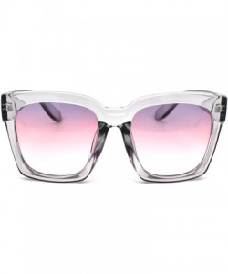 Rectangular Womens XL Oversize Horned Rim Thick Plastic Retro Sunglasses - Clear Purple Pink - CE190R9GUON $14.46