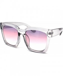 Rectangular Womens XL Oversize Horned Rim Thick Plastic Retro Sunglasses - Clear Purple Pink - CE190R9GUON $14.46