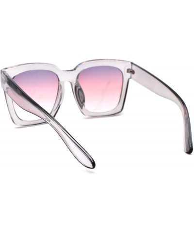 Rectangular Womens XL Oversize Horned Rim Thick Plastic Retro Sunglasses - Clear Purple Pink - CE190R9GUON $14.46