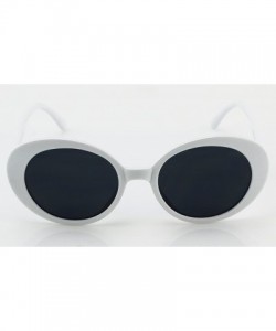 Goggle Bold Retro Oval Mod Thin Frame Sunglasses Clout Goggles with Round Lens - White - CD186ULNM7A $10.64