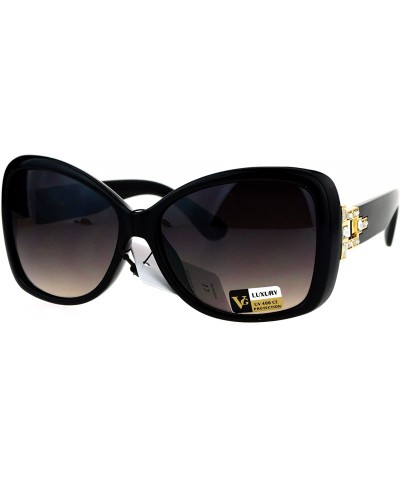 Square Womens Elegant Fashion Sunglasses Square Butterfly Frame UV 400 - Black (Beige Smoke) - C4186SSIEX6 $19.55