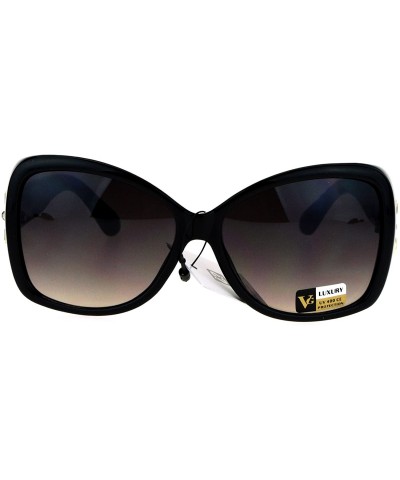 Square Womens Elegant Fashion Sunglasses Square Butterfly Frame UV 400 - Black (Beige Smoke) - C4186SSIEX6 $8.86