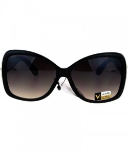 Square Womens Elegant Fashion Sunglasses Square Butterfly Frame UV 400 - Black (Beige Smoke) - C4186SSIEX6 $8.86