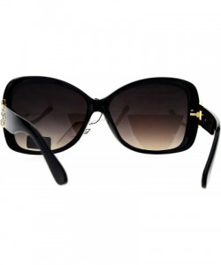 Square Womens Elegant Fashion Sunglasses Square Butterfly Frame UV 400 - Black (Beige Smoke) - C4186SSIEX6 $8.86