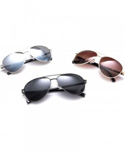 Wayfarer Polarized Sunglasses Navigator Rectangular Designer - Light Gold Frame (Glossy Finish) / Brown Gradient Lens - C7194...