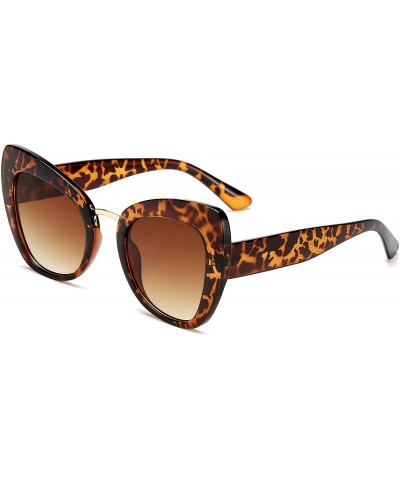 Rimless Retro Vintage Cateye Sunglasses for Women Plastic Frame Sun glasses - Leopard-brown - C718U6566KU $9.89