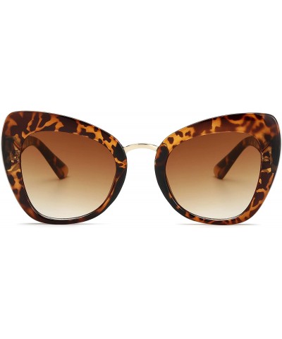 Rimless Retro Vintage Cateye Sunglasses for Women Plastic Frame Sun glasses - Leopard-brown - C718U6566KU $9.89