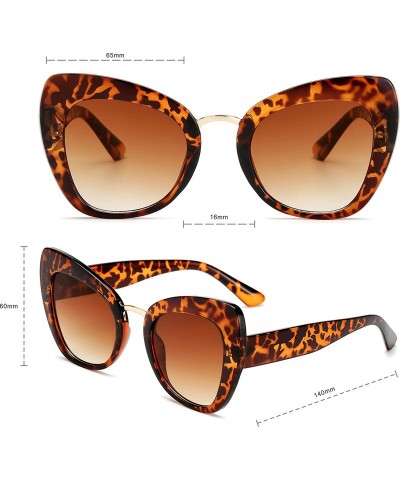 Rimless Retro Vintage Cateye Sunglasses for Women Plastic Frame Sun glasses - Leopard-brown - C718U6566KU $9.89