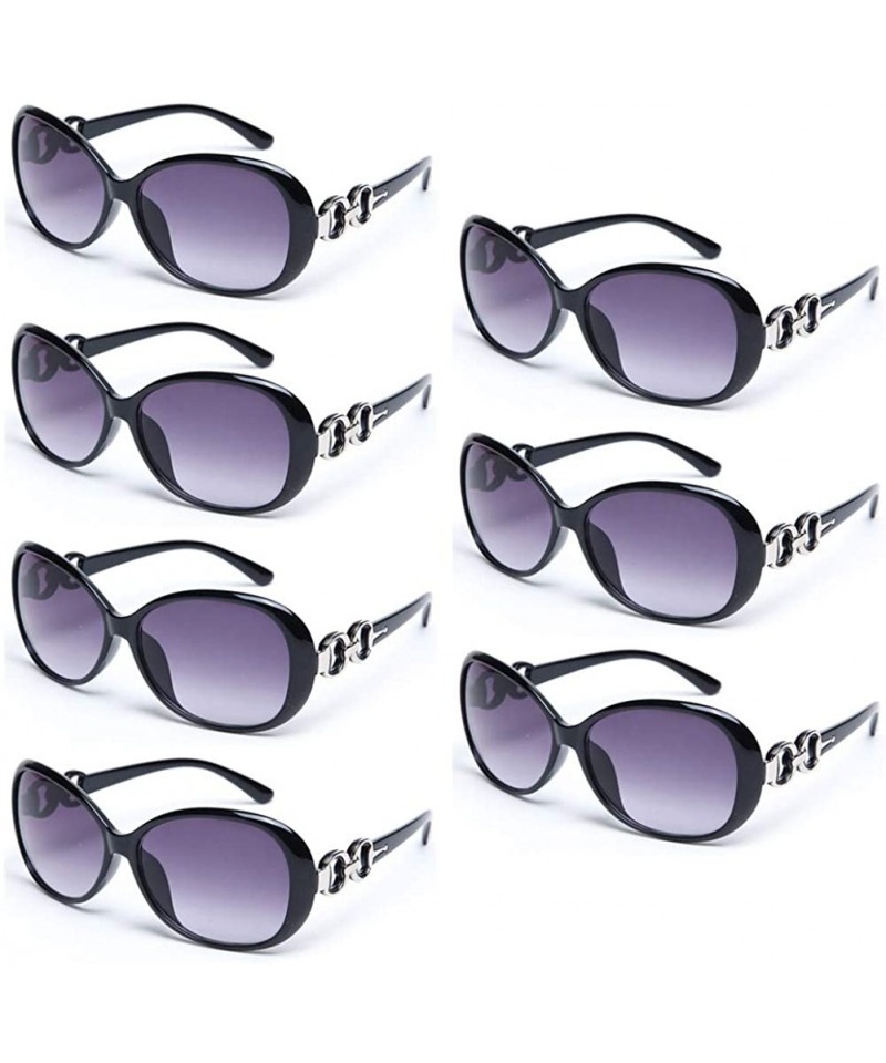 Oversized 7 Packs Vintage Oversized Sunglasses for Women 100% UV Protection Large Eyewear - 7 Pack Black - CT196IE93ZK $17.61