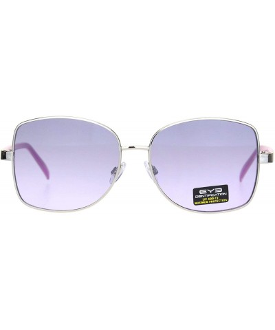 Rectangular Womens Rectangular Metal Rim Butterfly Diva Pop Color Sunglasses - Silver Purple - CU18O3ICEN8 $15.65