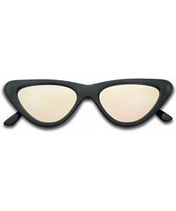 Round Women's Small Narrow Retro Color Transparent Designer Lolita Cat-Eye Sun Glasses - Black Frame - Pink Mirror - C618EQWH...